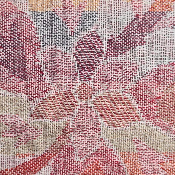 NWOT Wool Scarf Jacquard Embroidered Pink Red Flowers Abrol - Picture 2 of 12